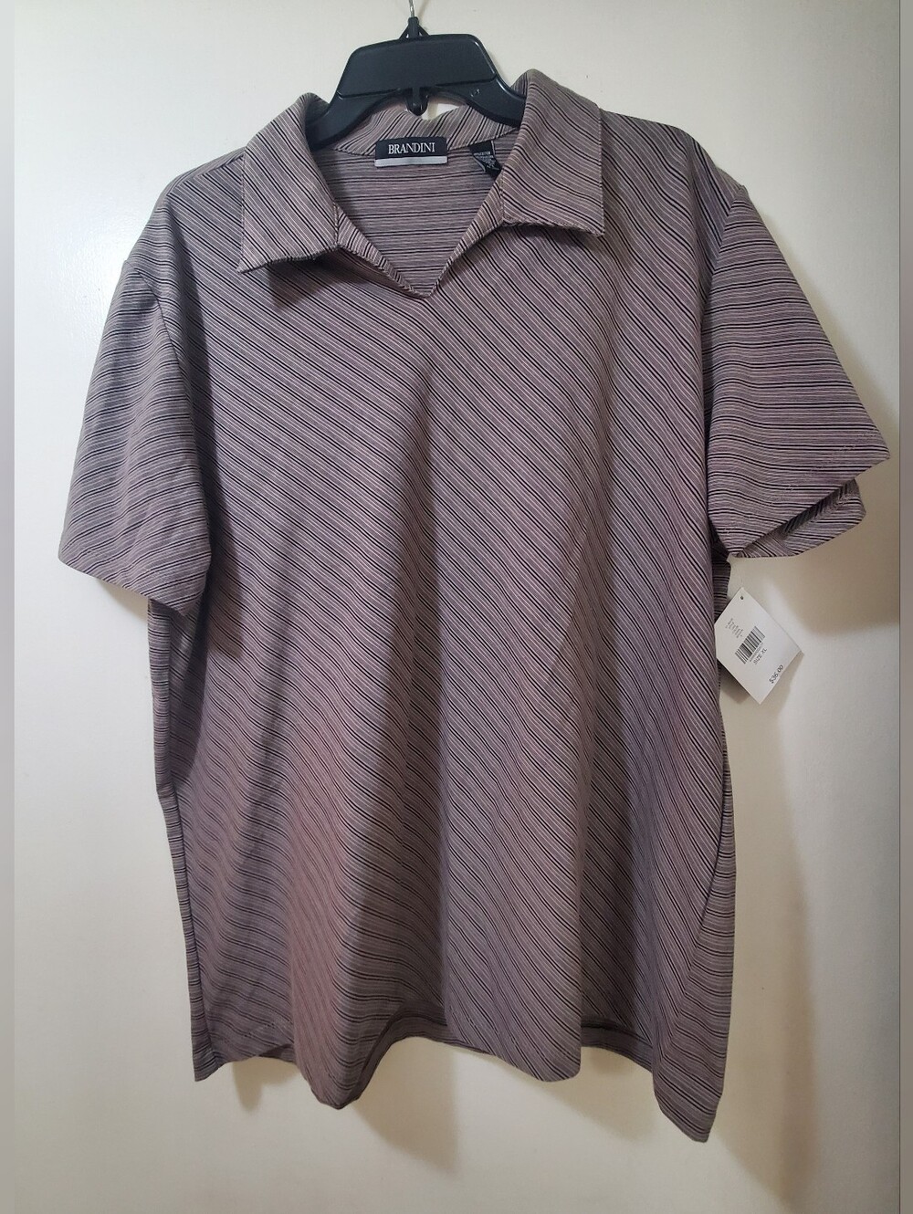 Brandini New Multi Colored Striped Collared Short-Sleeve Shirt Men Size XL